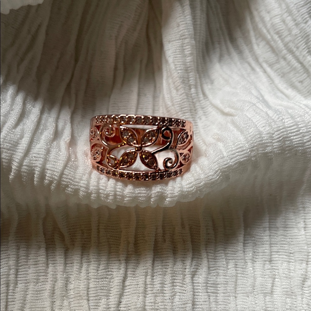 C.C Elegant Rose Gold Floral Ring